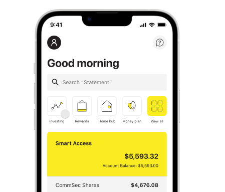 Screenshot of the commsec app