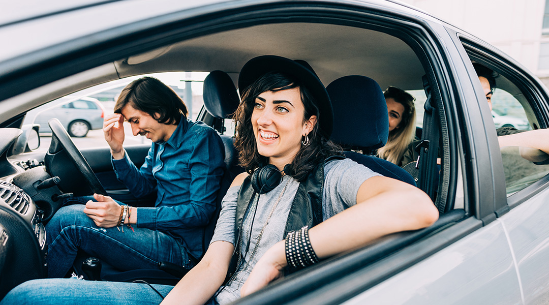 Young people in car